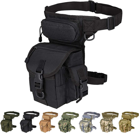 Multi-Purpose Drop Leg Pouch for Men Tactical Thigh Bag Motorcycle Leg Bag for Men Waist Pack for Military Cycling Hiking Hunting Riding Camping, Black