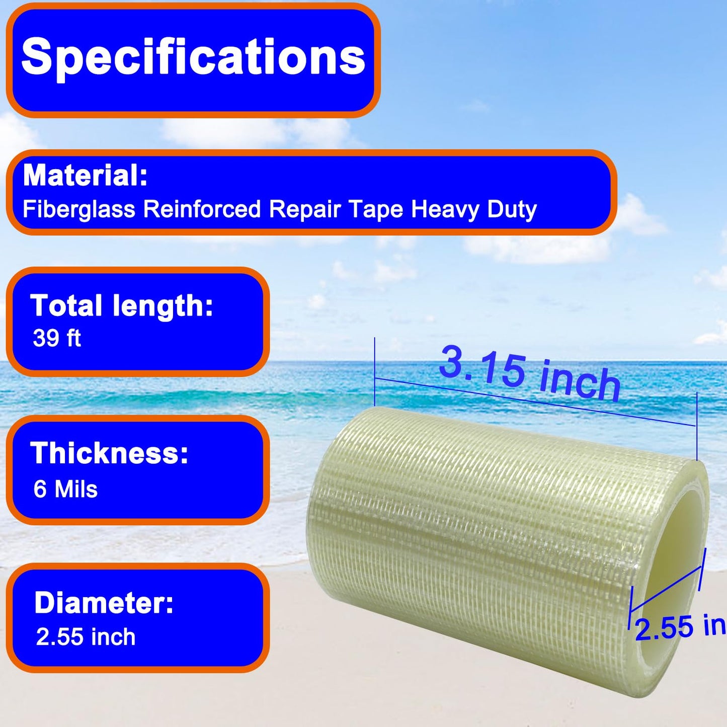 KAIHENG 39FT RV Awning Repair Tape,Waterproof Canvas Repair Patch Kit, Tent Repair Tape for Tarp,Outdoor Repai Sail Tape, for Boat Covers, Canopy, Tears