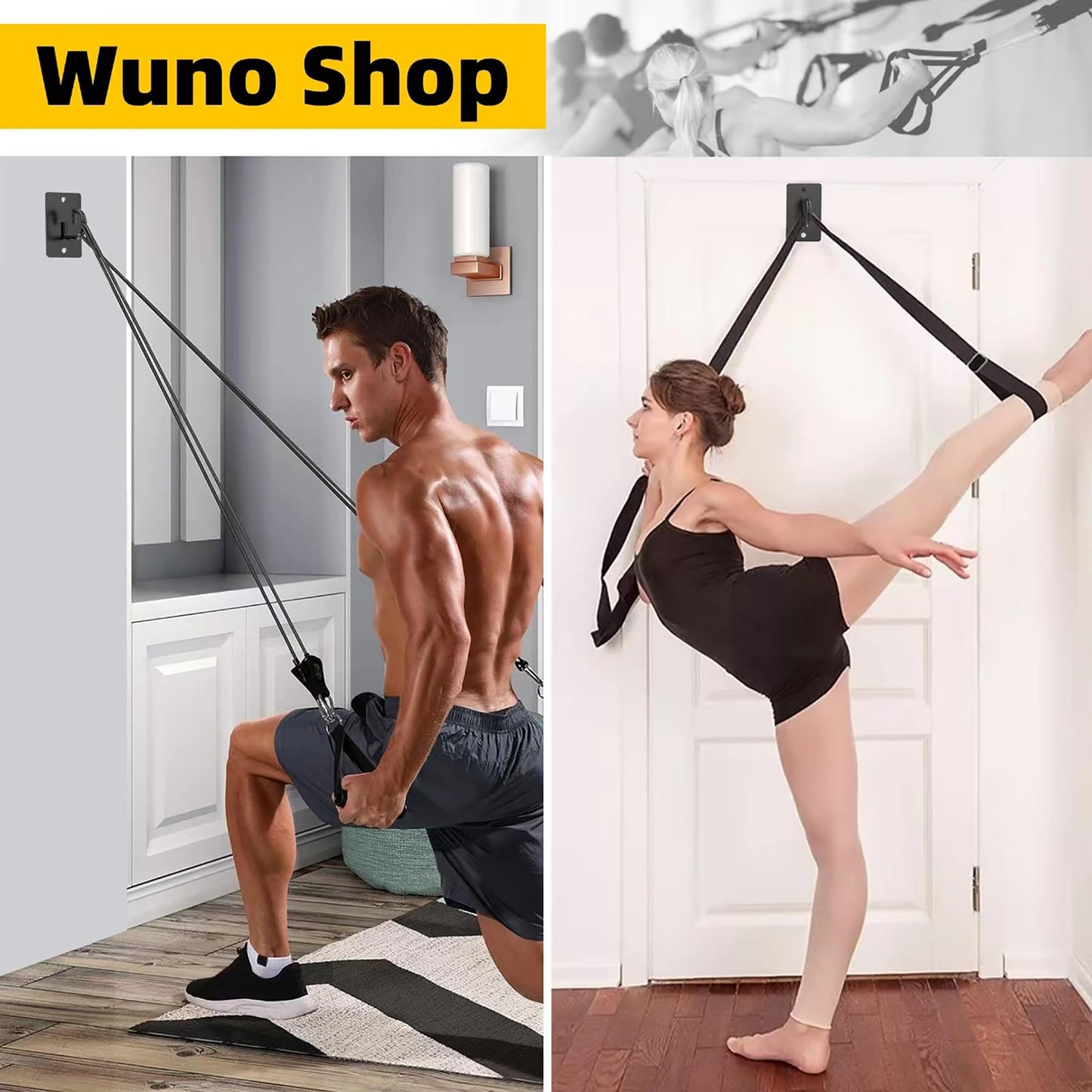 3 Pcs Wall Anchors for Resistance Bands, Wall Mount Resistance Bands Anchors System, Workout Bands Anchor for Exercise Bands, Space-Saving Home Gym Hooks for Free Exercise - Black