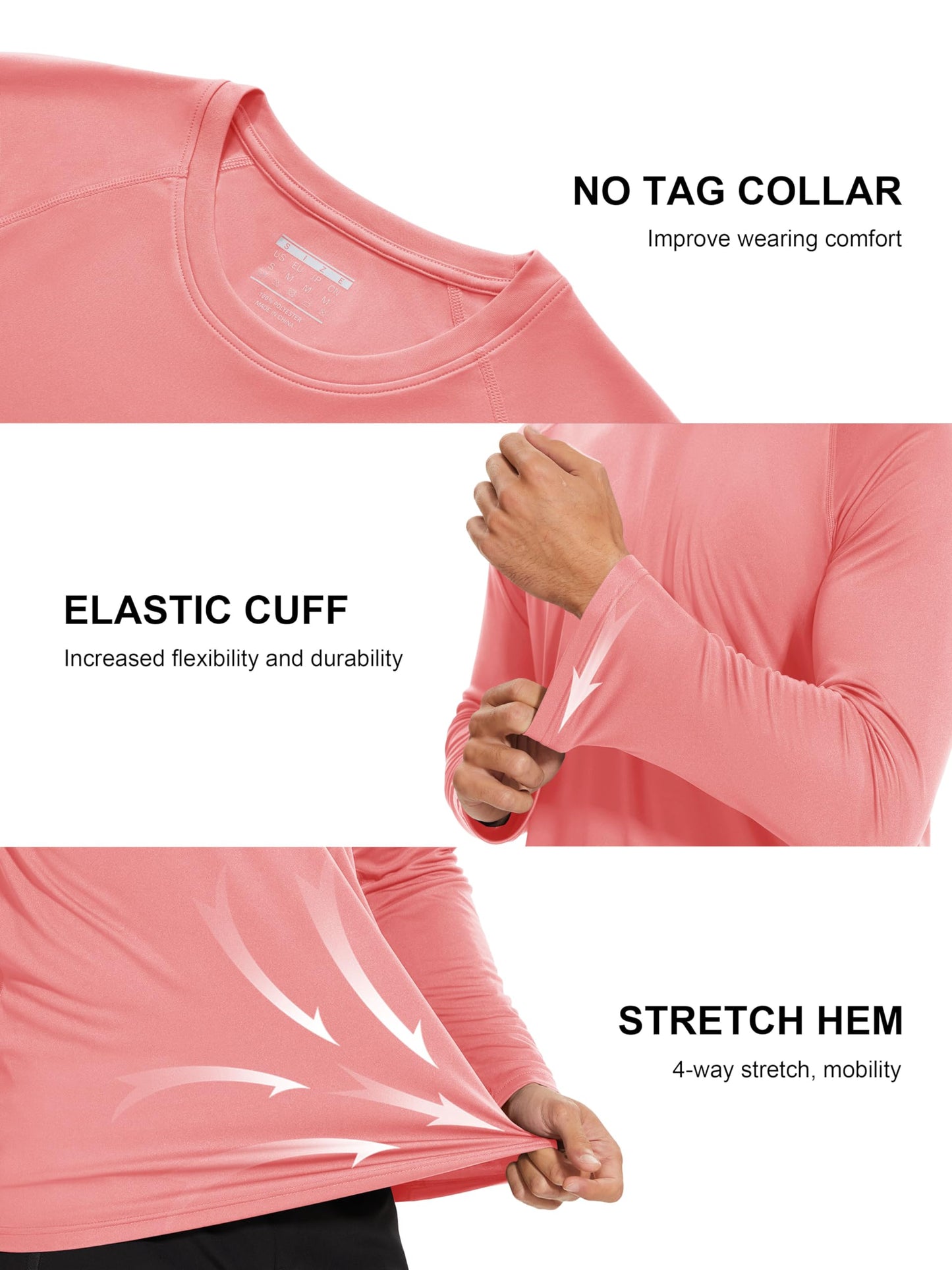 MAGCOMSEN Men's Shirt Rash Guard Long Sleeve Sun Shirts UV Protection SPF UPF Swim Polyester Clothing Watermelon Red,3XL