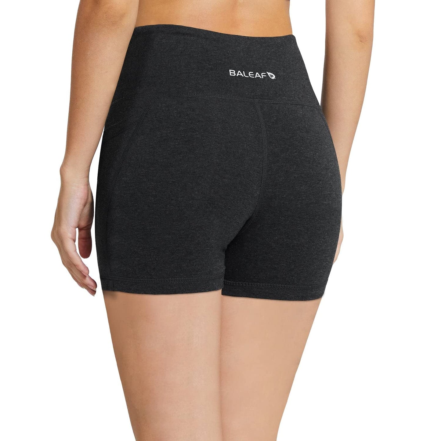 baleaf Workout Shorts Women 5" Biker Yoga Gym Spandex Running Volleyball Compression Tummy Control Short with Pockets Charcoal XXL