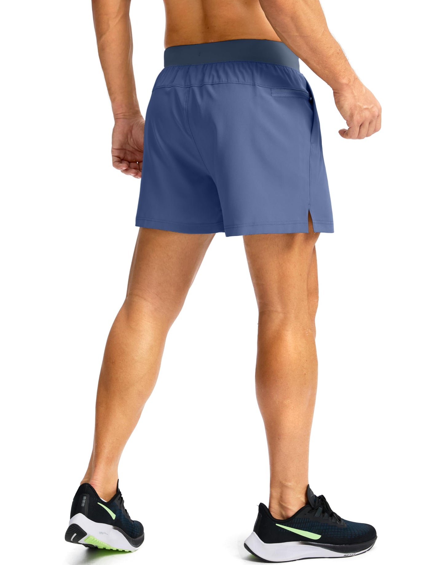 Soothfeel Men's Running Shorts with Zipper Pockets 5 Inch Lightweight Quick Dry Basketball Gym Workout Athletic Shorts for Men (Blue, L)