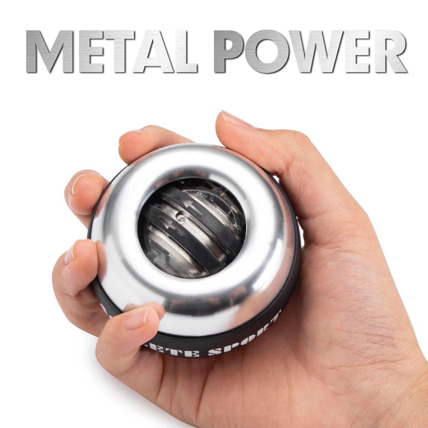 ACELETE Gyro Ball Wrist Exerciser Auto-Start Wrist Trainer Ball Forearm Strengthener for Stronger Wrist Bones and Muscle (Metal with Light)