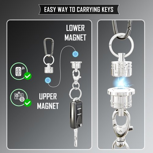 EDO GOT Magnetic Keychain with Key Rings and Carabiner - Key Chain Accessories Key Holder - Magnetic Quick Release Kaychain Connector - 3Kg Pull-force …