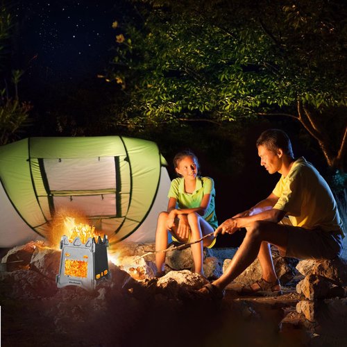 BlueDorado Ultralight Wood Burning Stove Portable Backpacking Stove Titanium Multi-Fuels Outdoor Camping Stove (Titanium)