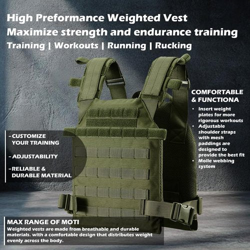 Lancer Tactical Weighted Vest for Men and Women Weight Vests Adjustable Strength and Endurance Training Fitness Tactical Running