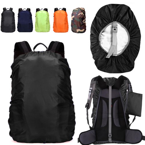 LingTu 20-80L Waterproof Backpack Rain Cover with Storage Pouch and Adjustable Buckle Strap for Traveling Outdoor Hiking Camping (Black, 50-65L Backpack Cover)