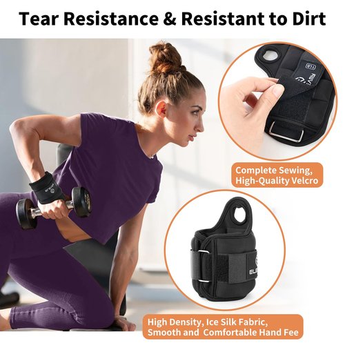 ELEAMY Wrist Weights with Thumb Loops Lock for Women & Men, 0.5lb*2/1lb*2/1.5lb*2/2lb*2/3lb*2, Premium Ice Silk Fabric,Comfortable & Tear Resistant for Walking, Running, Fitness and More（3lb*2 Black）
