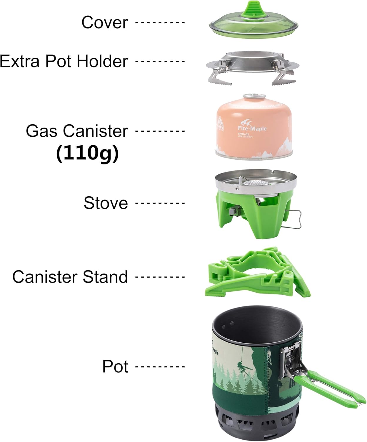 Fire-Maple "Fixed Star 1" Backpacking and Camping Stove System | Outdoor Propane Cooking Gear | Portable Pot/Jet Burner Set | Ideal for Hiking, Trekking, Fishing, Hunting Trips and Emergency Use