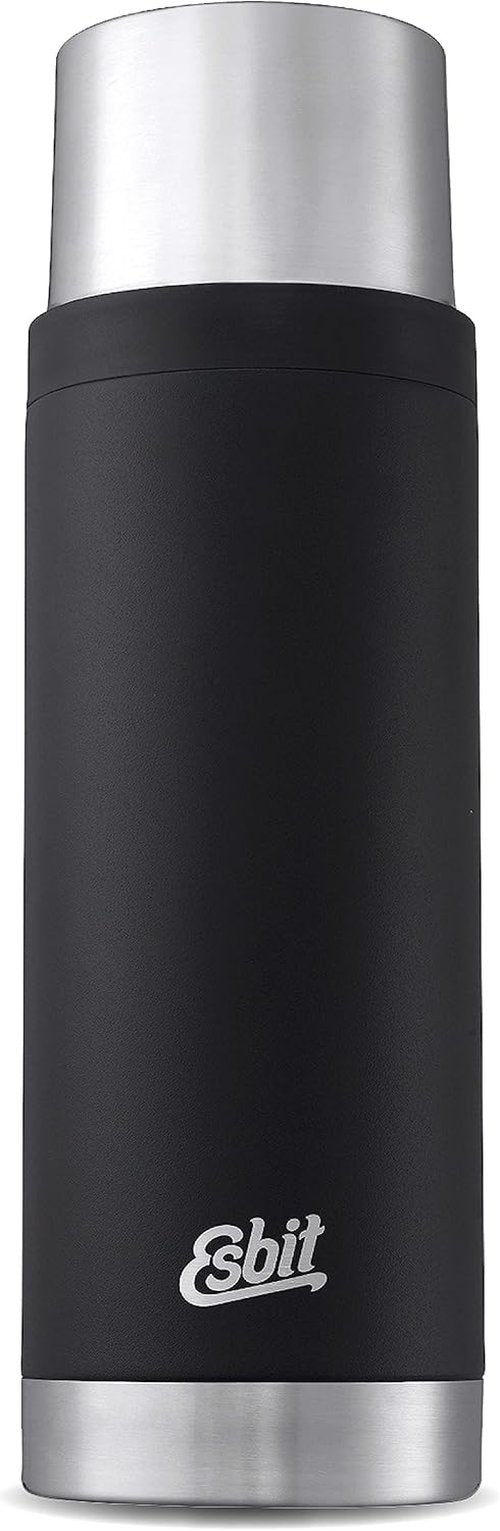 Esbit Sculptor Thermal Flask - Insulated Stainless Steel Bottle for Hot and Cold Drinks - 1000ml in Black with Cuff