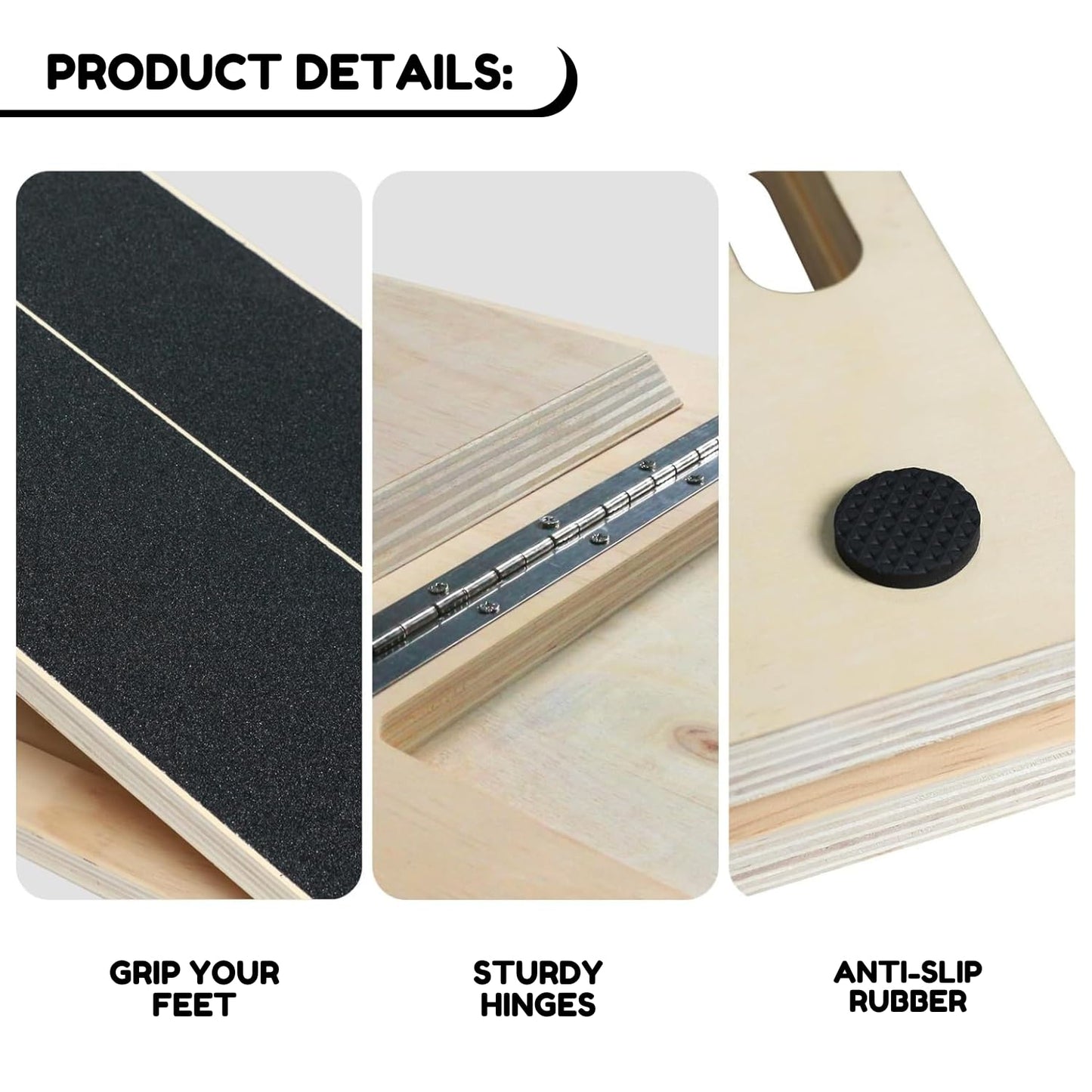 Fab Pad Wooden Slant Board for Calf Stretching – Adjustable Incline Exercise Stretcher for Ankle, Heel, Knees & Leg Mobility – Portable Wedge Equipment for Squats – Yellow Resistant Band