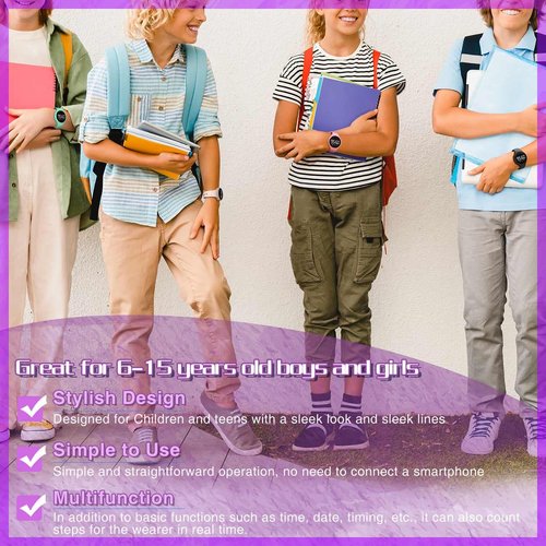 Konewos Kids Led Fitness Tracker Watch, Non-Bluetooth Digital Pedometer Wristwatch, Waterproof, 12/24 H, Stopwatch, Calendar, for Children Girls Boys Teens (White+Strap)
