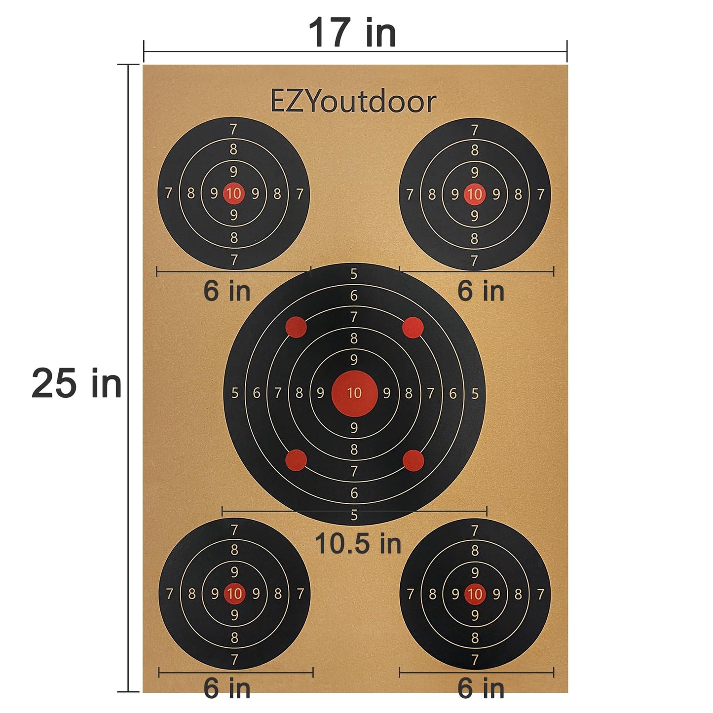 EZYoutdoor Multiple Aiming Zones Paper Targets, 45 Pack Paper Shooting Targets 17 x 25 Inch, Suitable for Handguns, Airguns, Rifles, BB Guns Practice, Outdoor and Indoor Use