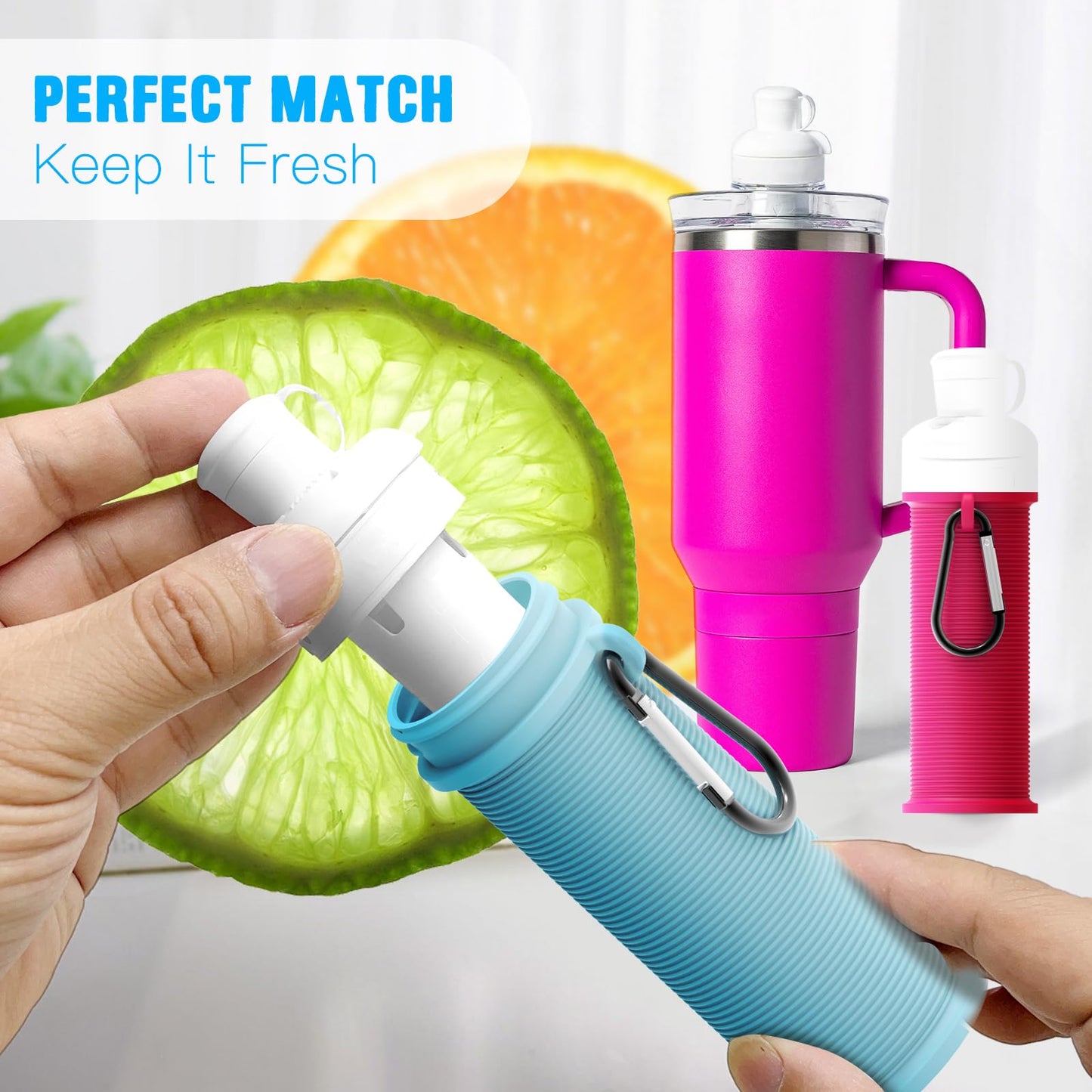 Flavors Cartridges Holder | Compatible with Popular Water Bottles | Single Design | For Flavor Replacement Storage (2-Pack(Blue+Magenta))