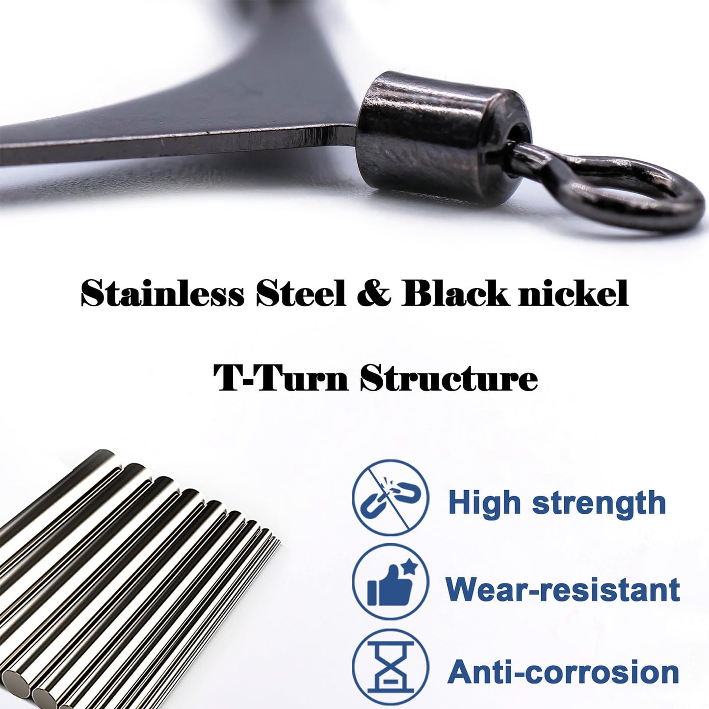 FishTrip 3 Way Swivel Fishing - 15pcs 3way Rolling Swivels Fishing Tackle Stainless Steel for Fishing Rigs Saltwater(Size10#)