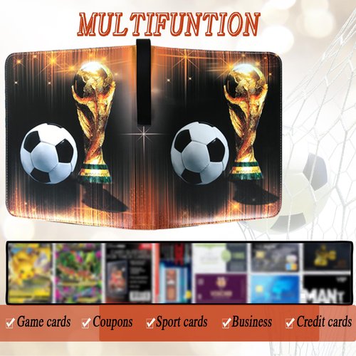 Trading Card Binder 900 Pockets, Soccer Card Binder Holder with 50 Removable Sleeves Fits 900 Sport Cards, Soccer Card Gifts Collector Album with Zipper Storage Display Case