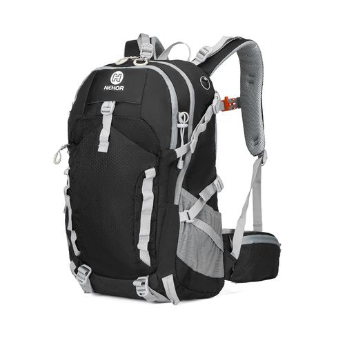 NEHOR Hiking Backpack, 40L Lightweight Camping Backpack with Rain Cover, Water Resistant Large Hiking Bag Outdoor Travel Daypack for Men Women, Black