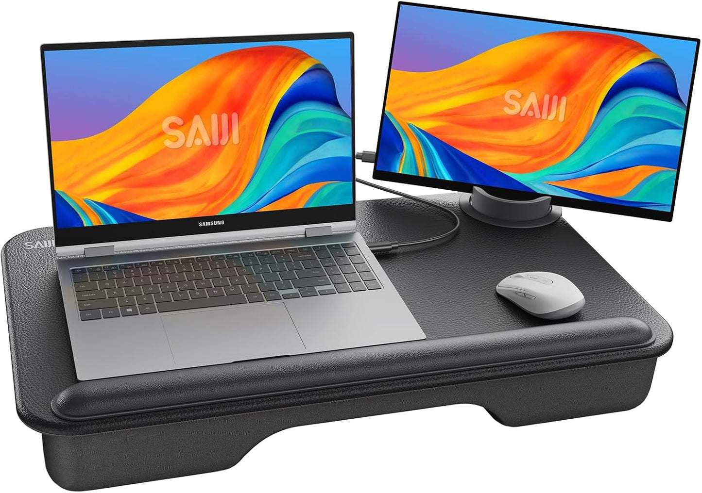 SAIJI Laptop Lap Desk, Portable Laptop Desk for Bed - Fits Up to 17" Laptops & MacBook,Lightweight Lap Tray Table with Storage Drawer, Lap Desk with Cushion, Lap Stand for Bed & Couch