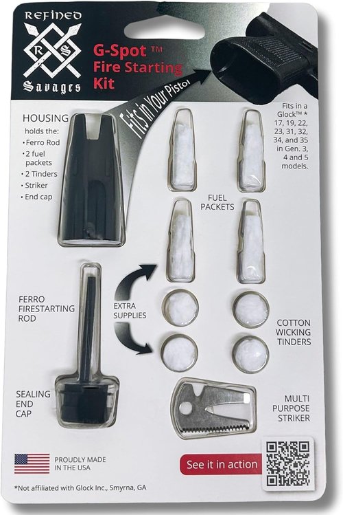 Refined Savages Fire Starter & Kit - for Glock Accessories - Survival Tools - Flint Fire Starter Kit - for Glock 17/19/22/34/35