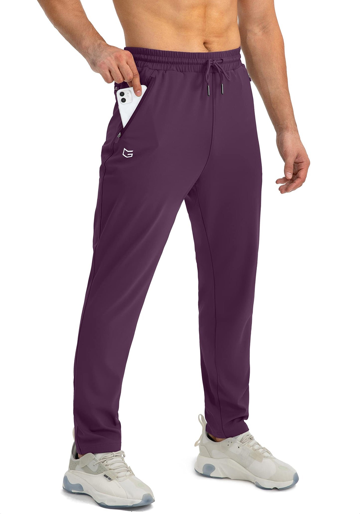 G Gradual Men's Sweatpants with Zipper Pockets Tapered Joggers for Men Athletic Pants for Workout, Jogging, Running (Wine Red, 3X-Large)