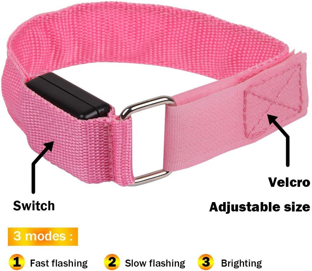 Fashion&cool LED Slap Band, USB Rechargeable Light Up Sport Armband, Glow in The Dark Adjustable Bracelets for Men&Women, Night Safety Lights for Running, Jogging Cycling, Hiking