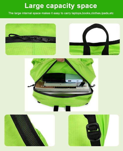 LOPURS 8L Ultra Lightweight Hiking Backpack, Portable Foldable Waterproof Backpack, Small Travel Daypack, Travel Outdoor Foldable Shoulder Bag, Waterproof Packable Back Pack for Women Men (Green)