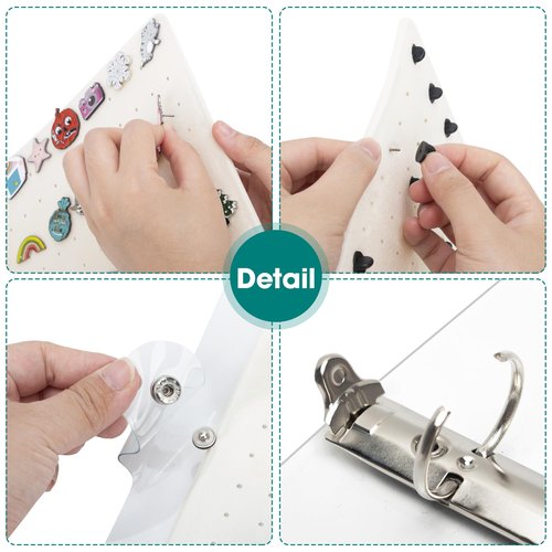PACMAXI A4 Enamel Pin Display Book Organizer-300 Pin Capacity, Clear PVC Cover, Creative Pin Collection, Portable Pin Trading Book (White-6 page)