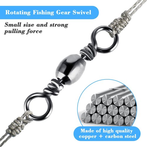 TIESOME 100Pcs Fishing Barrel Swivels, High Strength Carbon Steel Fishing Connector Swivels Freshwater Swivels Steel Hook Line Connector Rolling Fishing Swivels for Freshwater Fishing Accessories(7#)