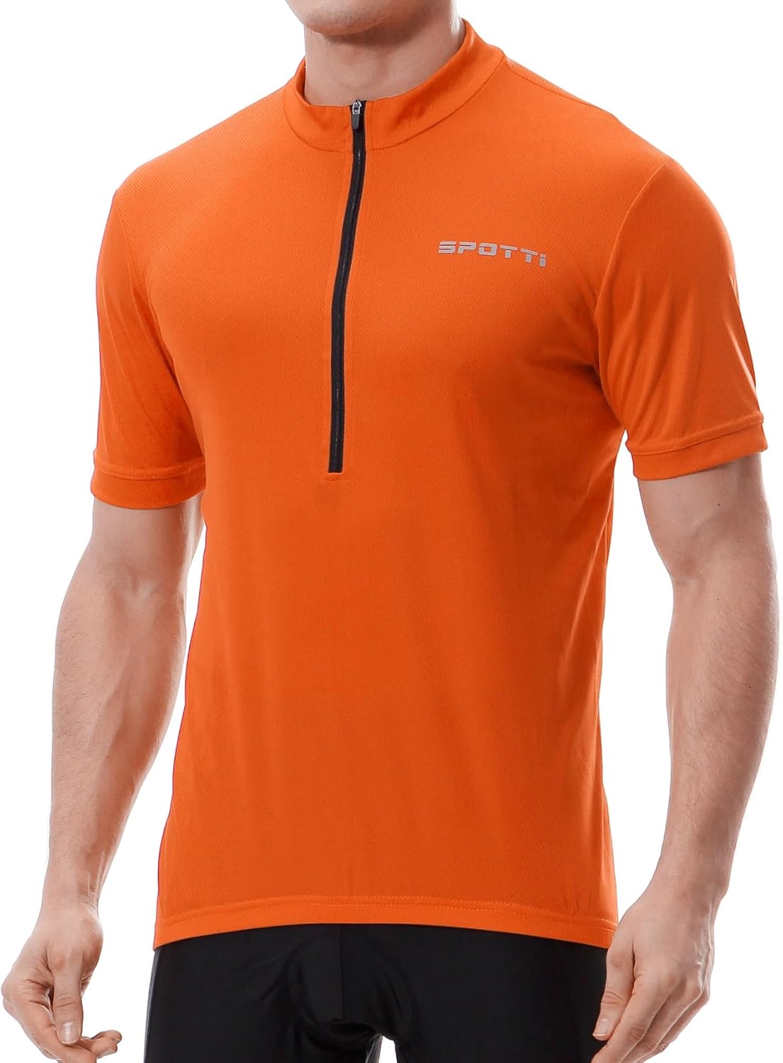 Spotti Men's Cycling Bike Jersey Short Sleeve with 3 Rear Pockets- Moisture Wicking, Breathable, Quick Dry Biking Shirt