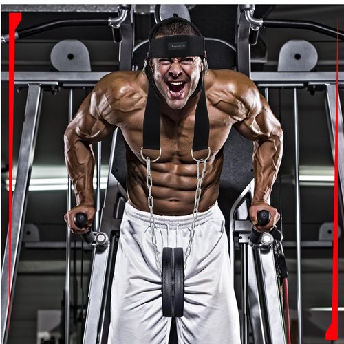 Leesvilary Neck Harness for Weight Lifting Training Head Neck Workout Equipment Neck Exerciser Trainer with Steel Chain and Adjustable Neoprene Strap Neck Strengthener for Home Gym