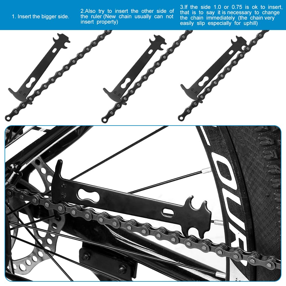 A AKRAF Professional Bike Chain Repair Tool Kit with Chain Breaker Splitter, Bike Link Plier, Chain Wear Indicator Checker, 4 Pairs Bicycle Missing Links for 6-12 Speed and Single Speed Chain