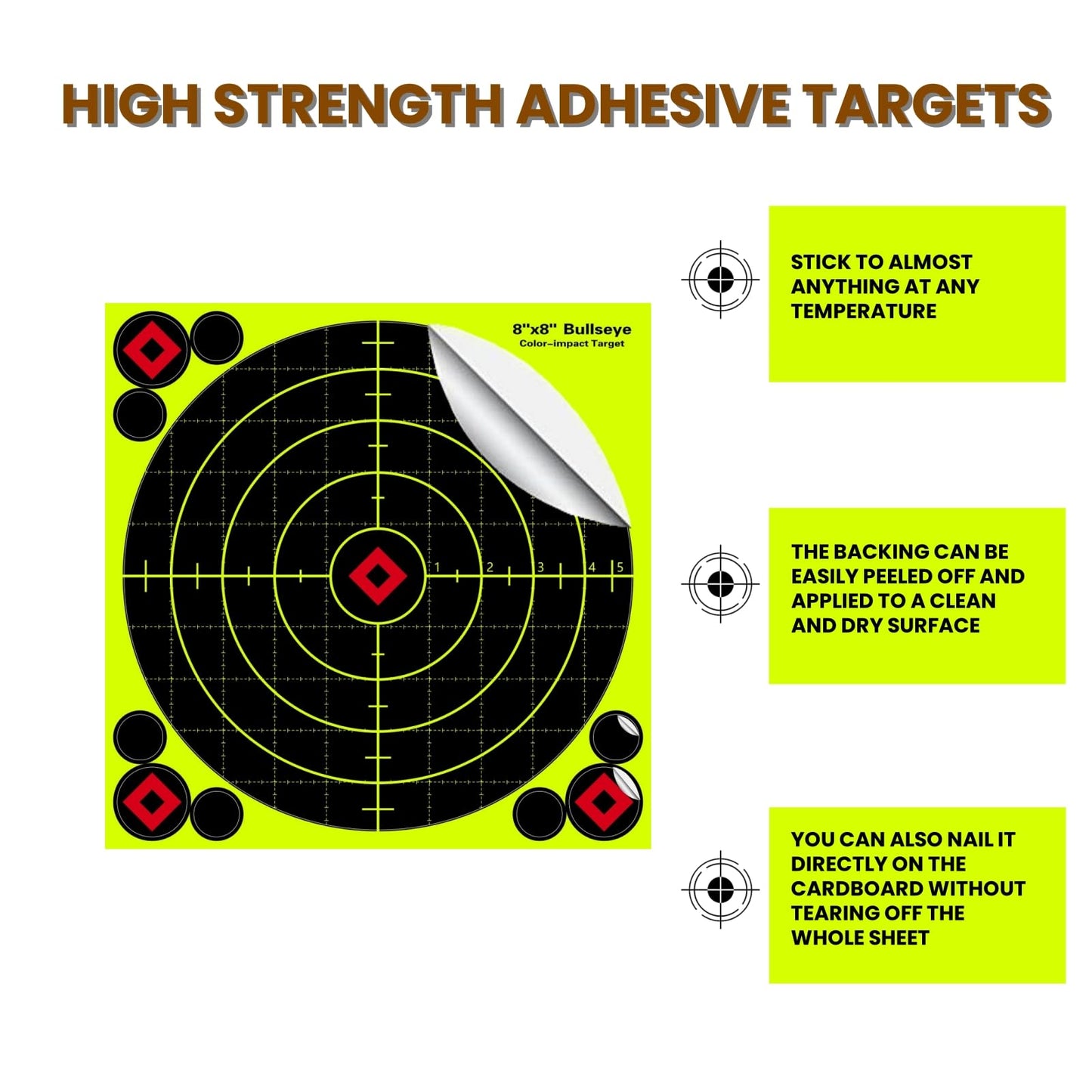 8x8 Inch Splatter Paper Targets - High Visibility with Bright Yellow Splatter Effect Shooting Targets Stickers with Repair Pasters for Outdoor Indoor Shooting Practice(50Pack)