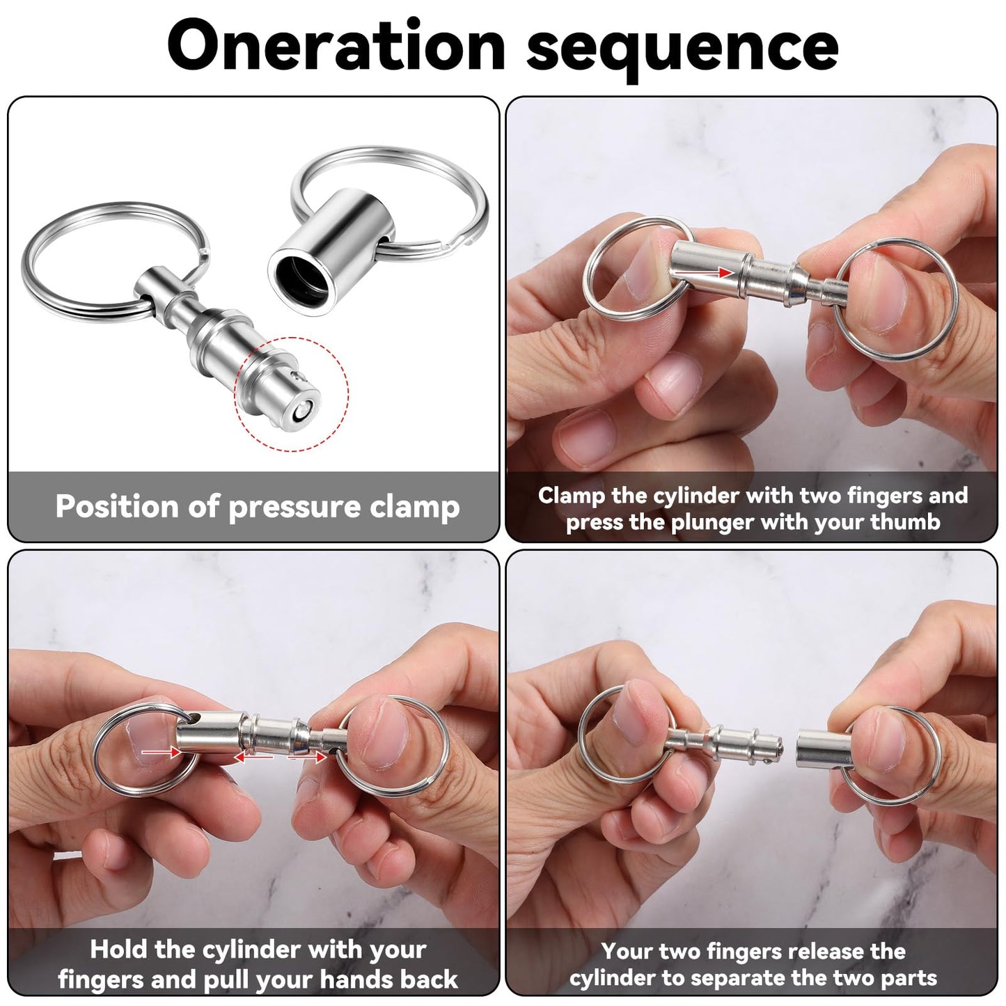 6 Pcs Detachable Key Ring Quick Release Detachable Keychain, Dual Pull Apart Key Chain Spring Split Snap Separate Double Keys Ring Lock Valet Keys Flashlights DIY Crafts Accessories