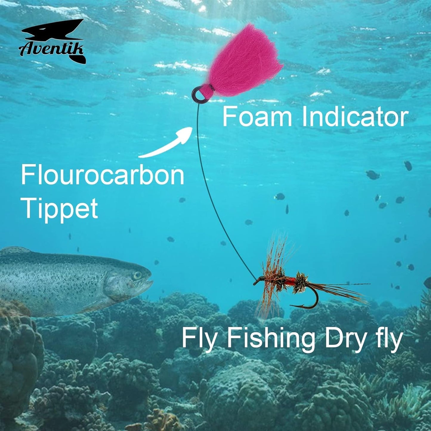 Aventik Wool, Yarn, Foam Indicator Hand Tied Floating Fly Fishing Nymphs & Dry Fly Fly Fishing Foam Nymph& Dry Fly (Combo D: 6colors 12pc, Yarn Indicator)