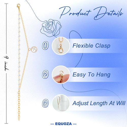 Equoza Pearl Handle Charm for Stanley 30 & 40 oz Tumbler – Gold Cup Bling Accessory, Cute Tumbler Decoration for Women