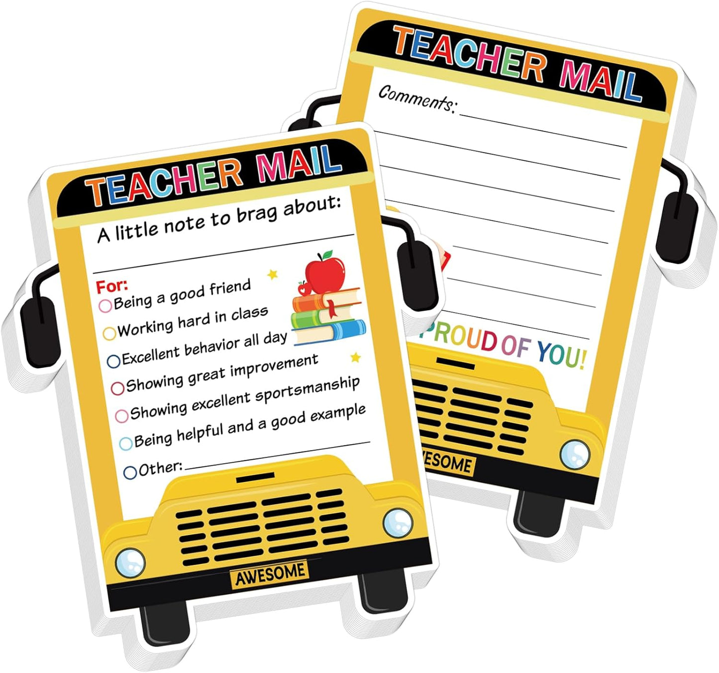 50Pcs Teacher Mail Notes to Parents, Smiley Face Happy Mail Postcards Classroom Good Behavior Incentive Motivational Cards to Send Home for Preschool Kindergarten Elementary School Teacher Supplies