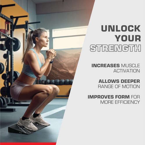 Power Press Squat Wedge Block - Squat Weight Lifting Wedges for Home Gym or Personal Trainers - Adjustable Angle Ramp Blocks for Heel Elevated Squatting Workout - Calf Raise Platform Board