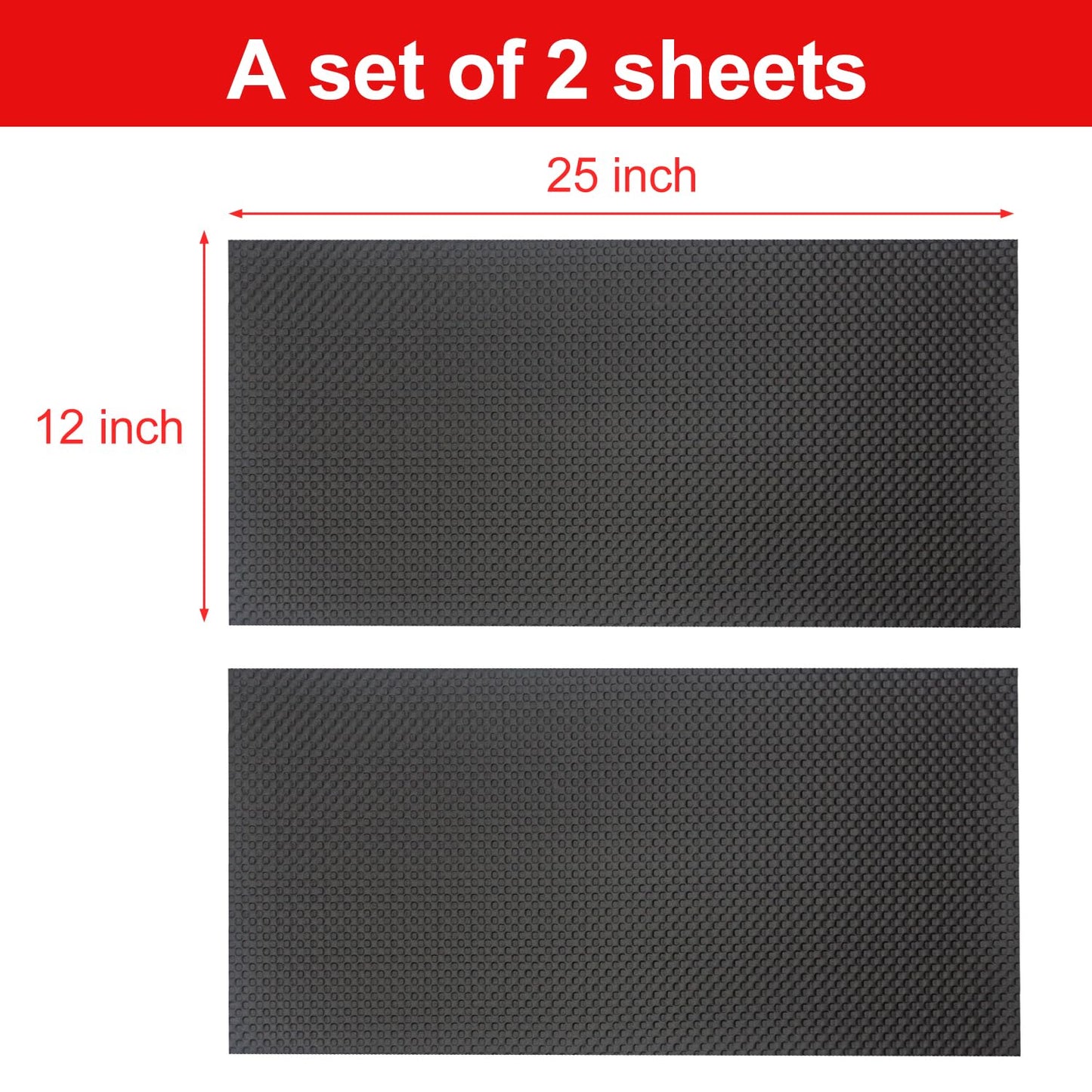 Bike Exercise Mat for Carpet & Hardwood Floors - Treadmill, Gym Equipment, Indoor Exercise, Fitness, Stationary Bike (Black, 12" 25" (2 Mats))