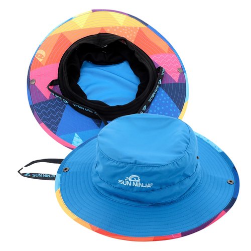 SUN NINJA Bucket Hat for Men & Women, Cooling with Adjustable Strap, Wide Brim, UPF UV 50+ Protection, Foldable Boonie Hat for Fishing, Hiking, Beach, Safari, Kayaking, SUPing - Triangle