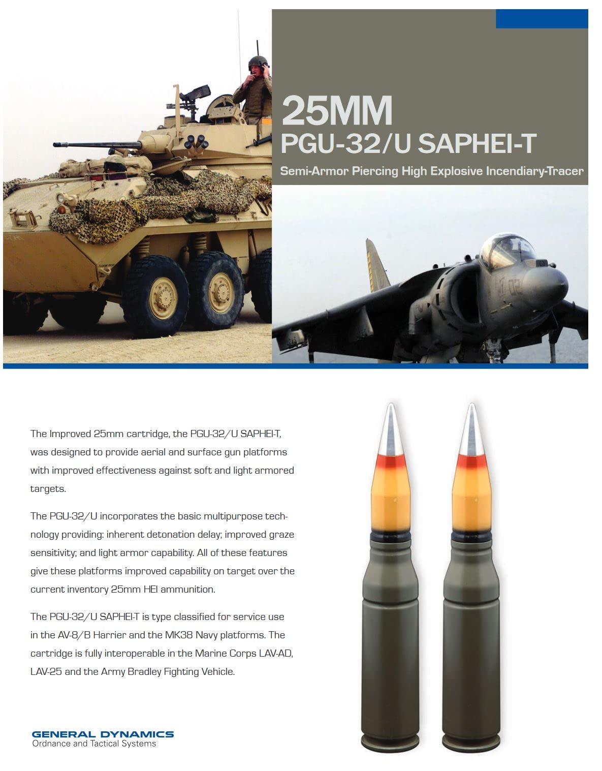 General Dynamics 25mm Bushmaster Dummy Round OEM HEI Fired by The M242 INERT Display