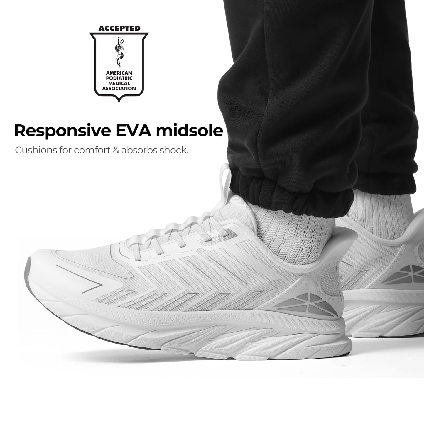 ALLSWIFIT Men's Slip On Walking Shoes Running Comfortable Tennis Breathable Non Slip Athletic Gym Workout Cross Training Fashion Sneakers,Size 12,White,SARR034M