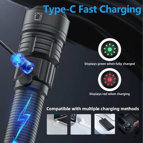 WINDFIRE Picatinny Tactical Flashlight Rechargeable LED Weapon Lights Super Bright 3 Modes 250 Yards Long Range Flashlights Rifle Light with Rail Mount, Remote Pressure Switch