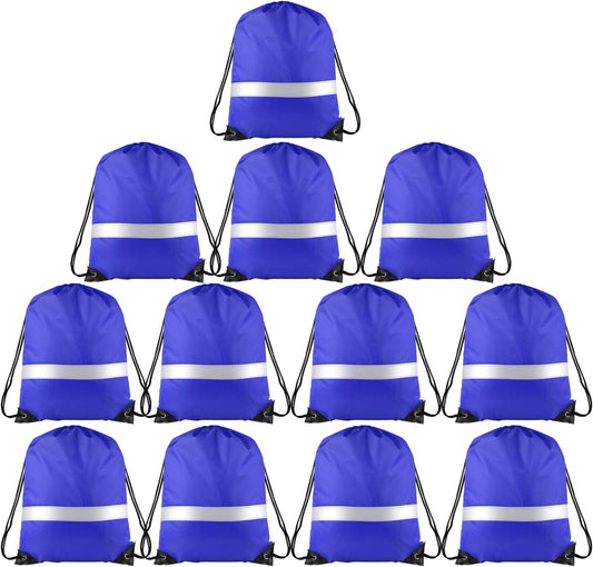 KUUQA 15 Pack Drawstring Backpack Bag Bulk Reflective Backpack String Bags Cinch Sack Backpack for Team Yoga Sport Gym Traveling