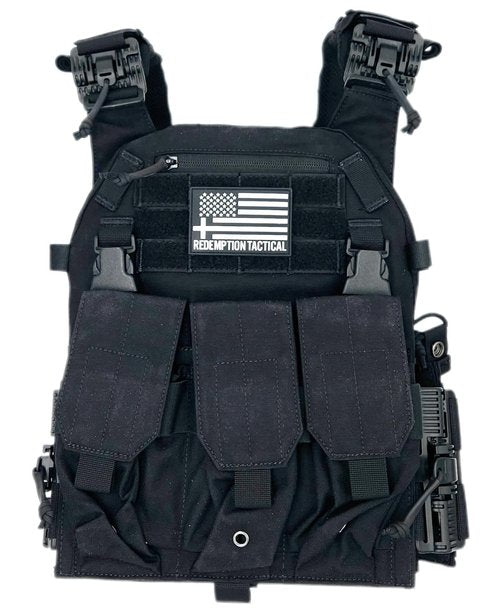 Redemption Tactical Archangel 2.0 Tactical Vest with Zippered Flatpack and Side Cummerbund Pockets (Black)