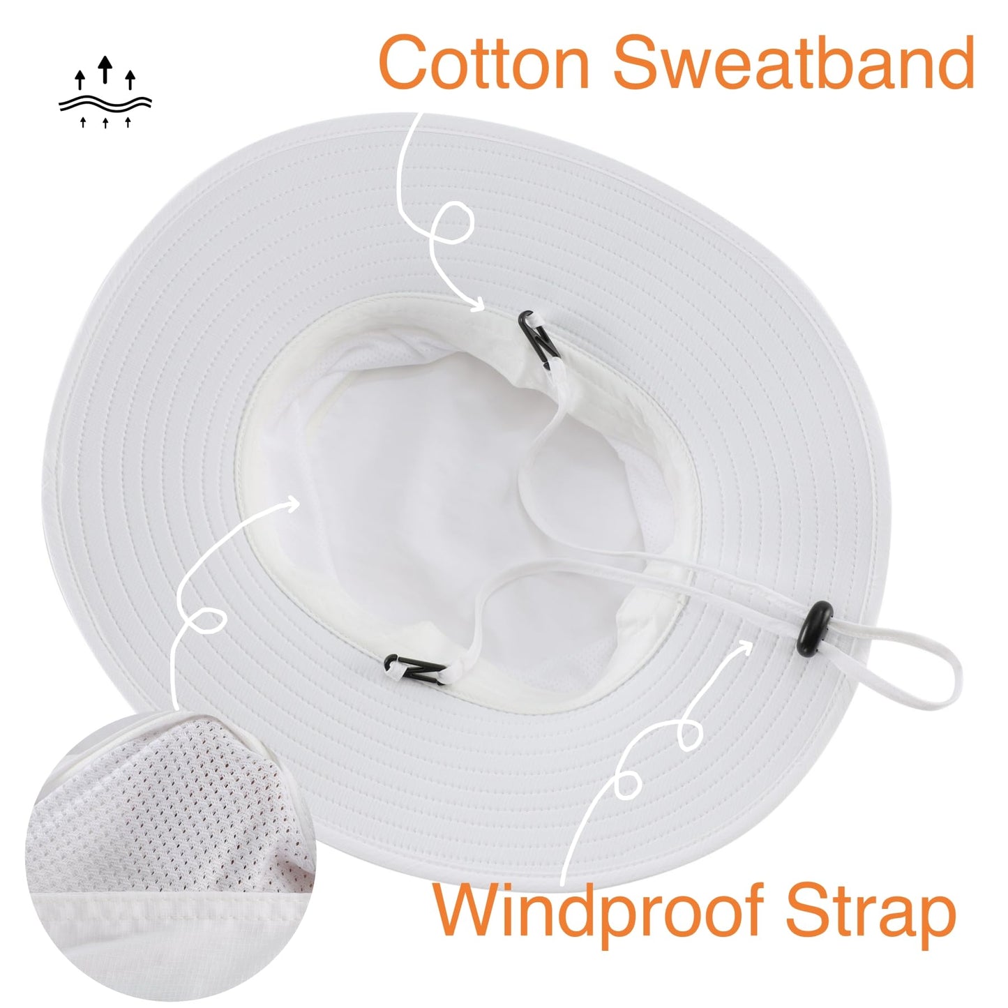 Home Prefer UPF50+ Mens Sun Hat Wide Brim Fishing Hat for Men Womens Sun Protection Bucket Hat for Beach Gardening Golf White