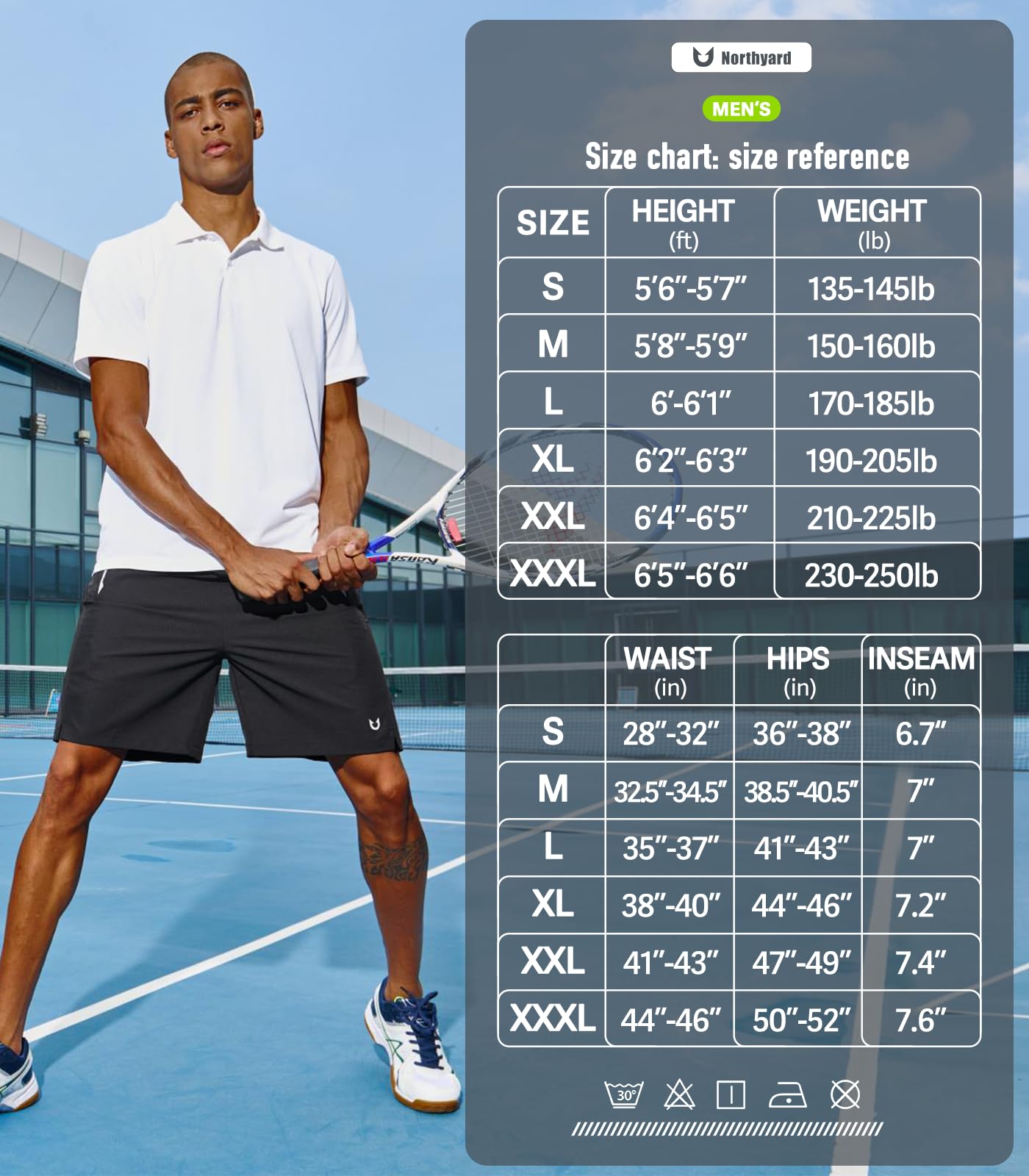 NORTHYARD Men's Running Athletic Shorts 5"/ 7"/ 9" Workout Gym Short Tennis Quick Dry Active Sport Hiking Basketball-7'' Black-L