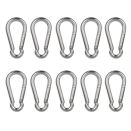 Carabiner Clip, 10PCS 2.36 Inch Stainless Steel Keychain Carabiner. Small Carabiner Clips, Spring Snap Hook, Locking Carabiners Clips for Plant Hanging, Outdoor Camping. 270 lbs.