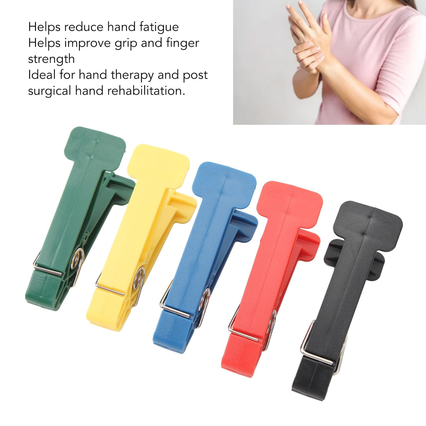 5PCS Pinch Clips, Different Strength Levels Graded Graded Pinch Pin Exerciser, Improved Grip Metal Springs for Hand Therapy