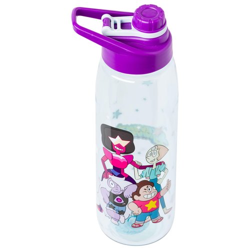 Silver Buffalo Steven Universe Featuring Garnet, Pearl, and Amethyst Water Bottle with Screw-On Lid, 28 Ounces