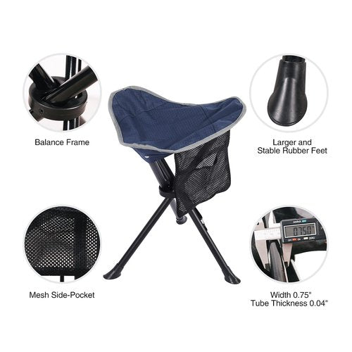 REDCAMP 2 Pack Folding Camping Stools for Adults Heavy Duty, Lightweight Portable Tripod Chairs Seats for Fishing Hunting Backpacking Traveling, Blue